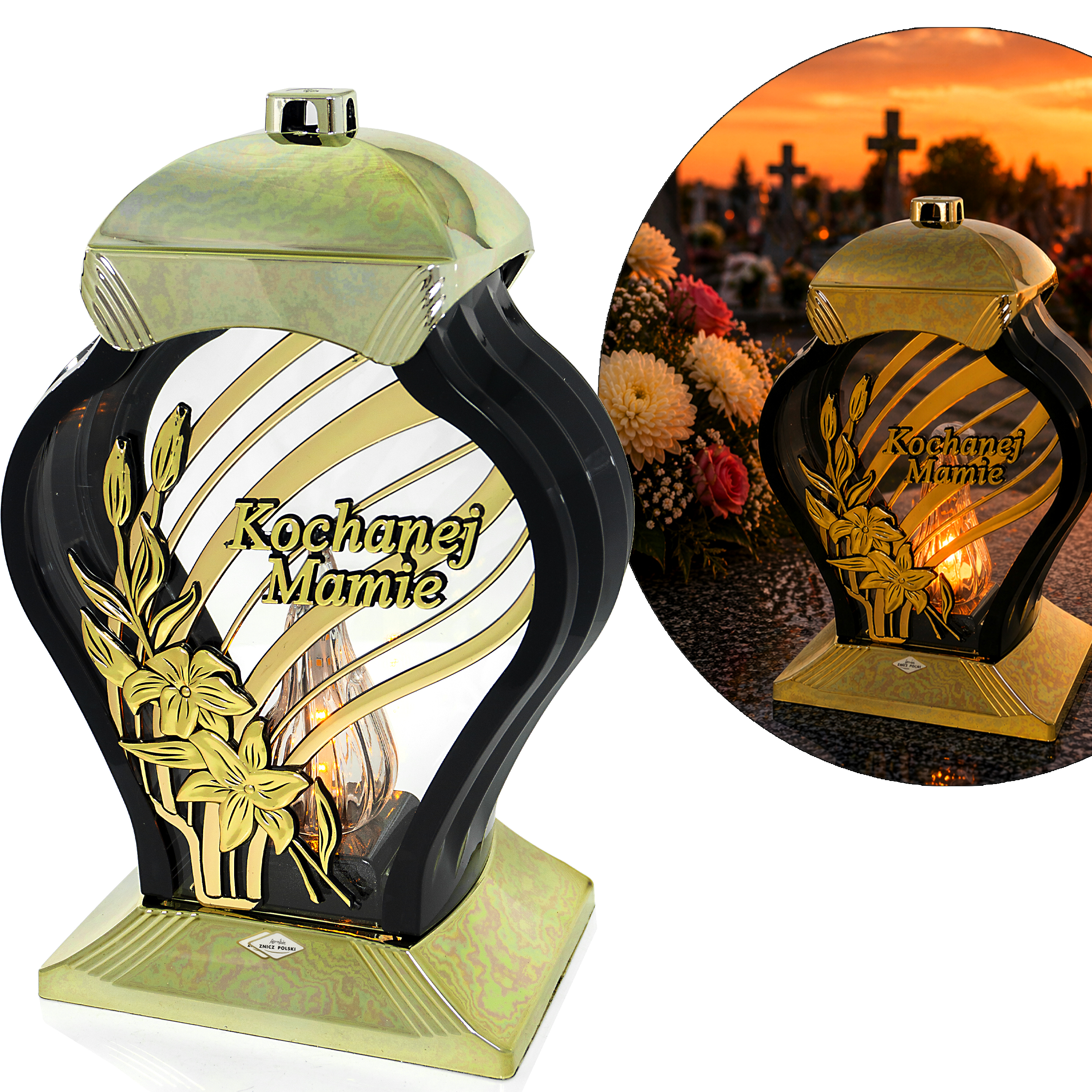 Znicz dla mamy z dedykacją Kochanej Mamie duży metaliczny