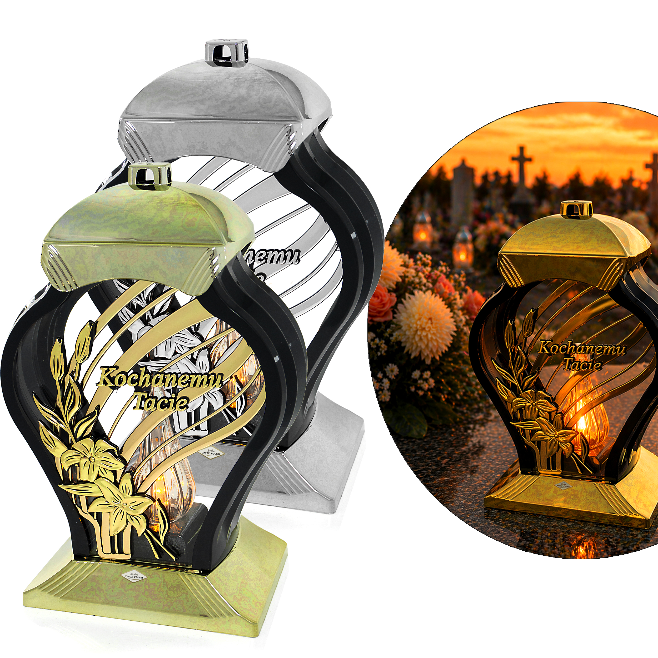 Znicz dla taty z dedykacją Kochanemu Tacie duży znicz metaliczny