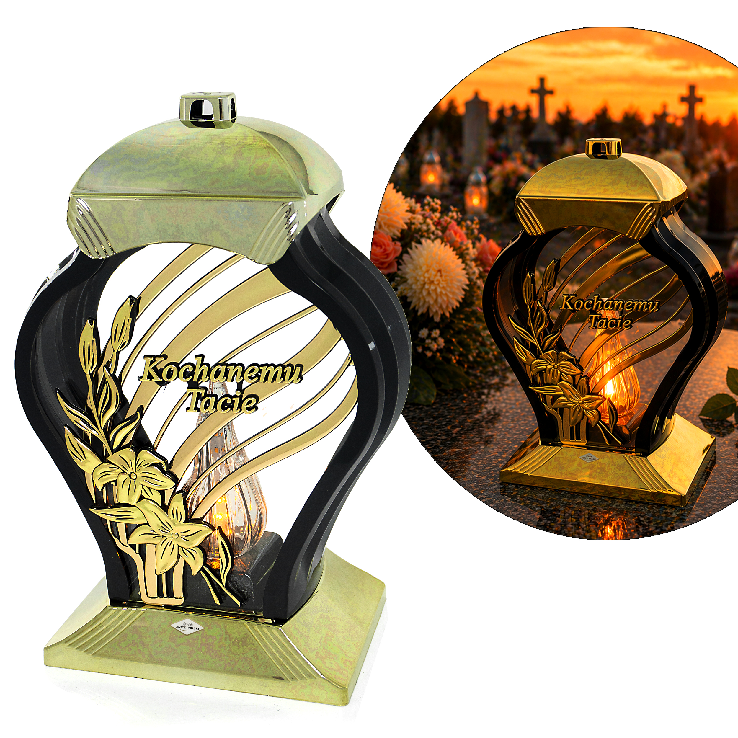 Znicz dla taty z dedykacją Kochanemu Tacie duży znicz metaliczny