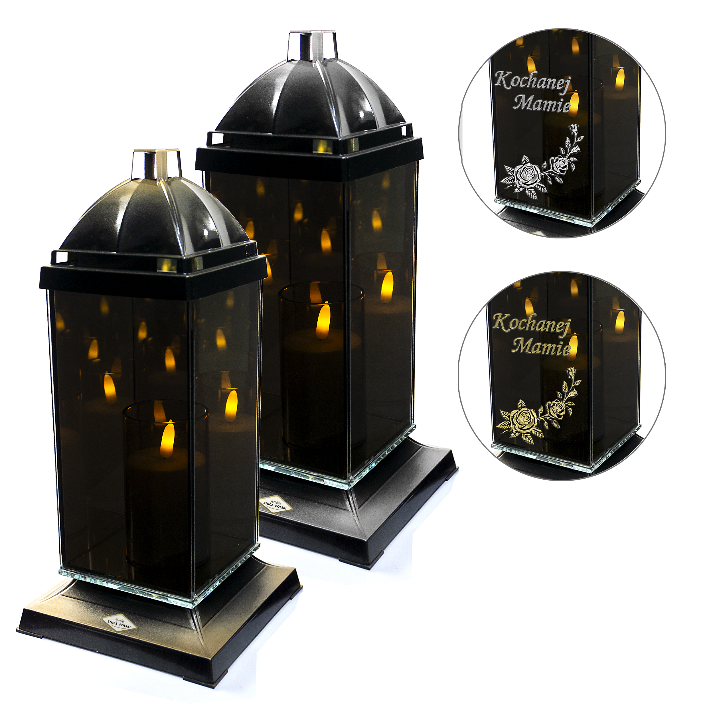 Znicz artystyczny 3D z dedykacją lub bez – Mama / Tata (efekt nieskończoności)