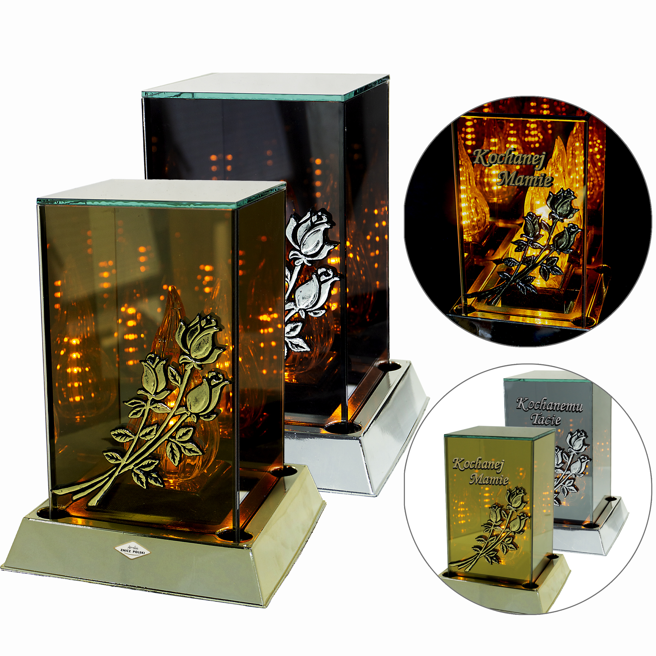 Znicz 3D LED z różą - z dedykacją lub bez INFINITY | Mama/Tata