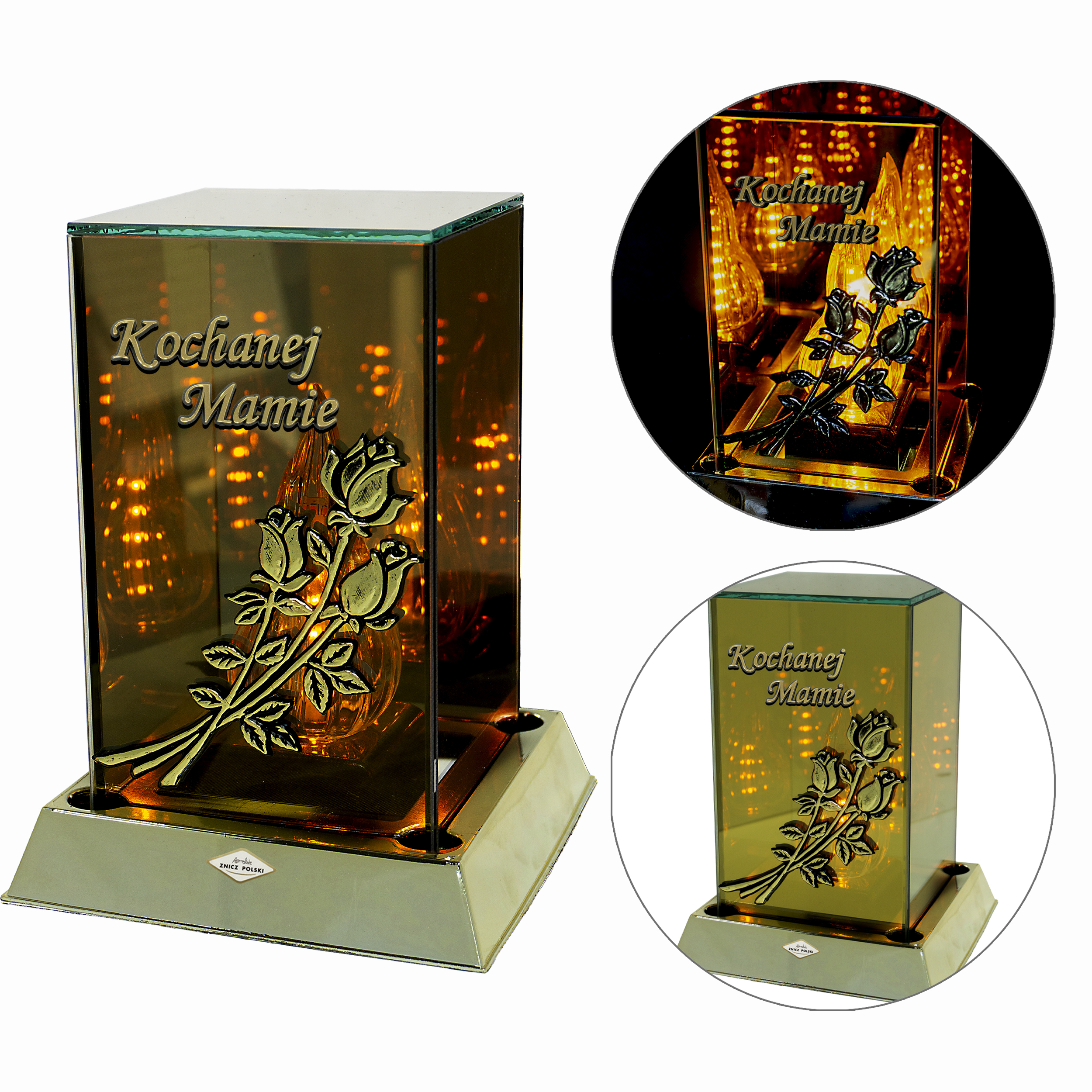 Znicz 3D LED z różą - z dedykacją lub bez INFINITY | Mama/Tata