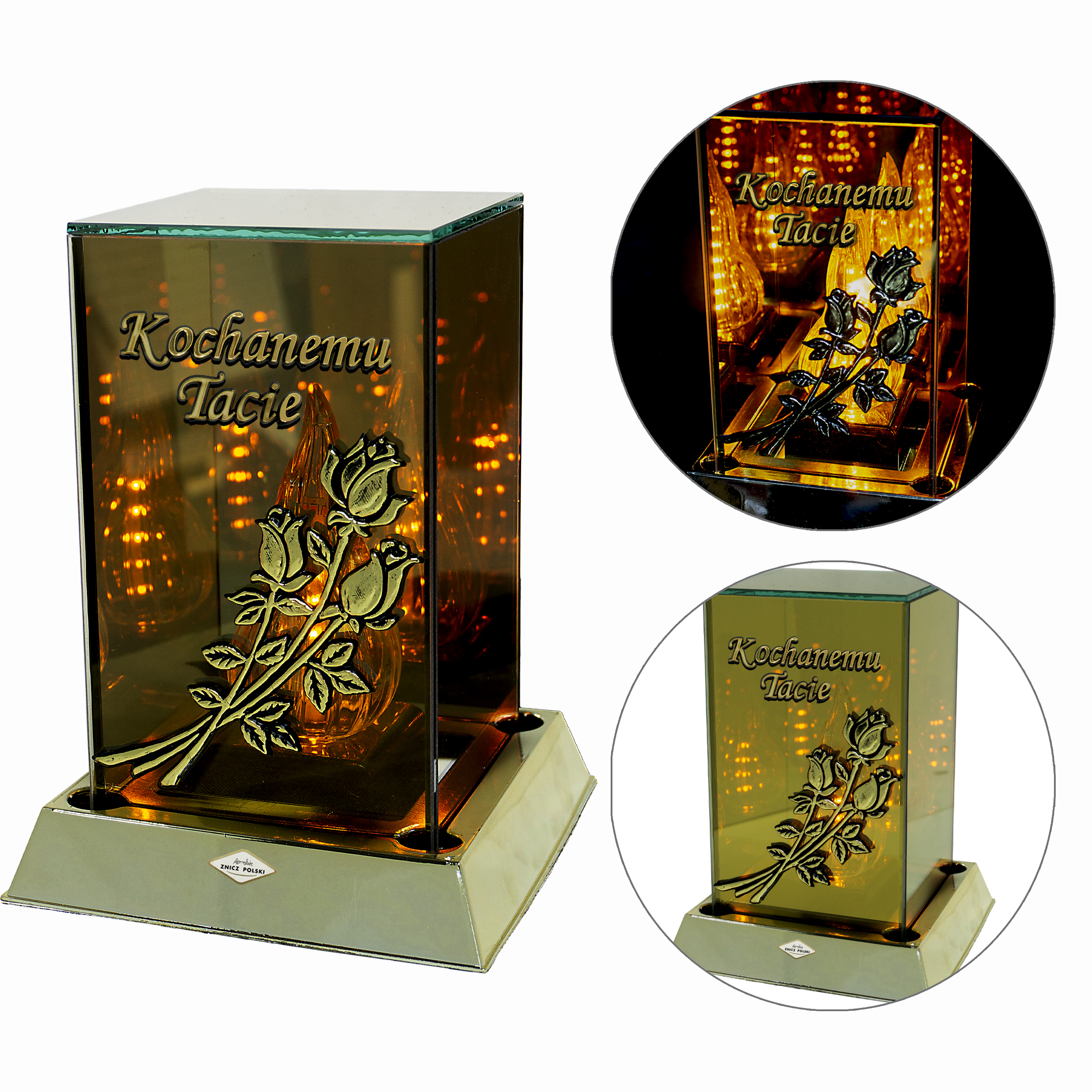 Znicz 3D LED z różą - z dedykacją lub bez INFINITY | Mama/Tata