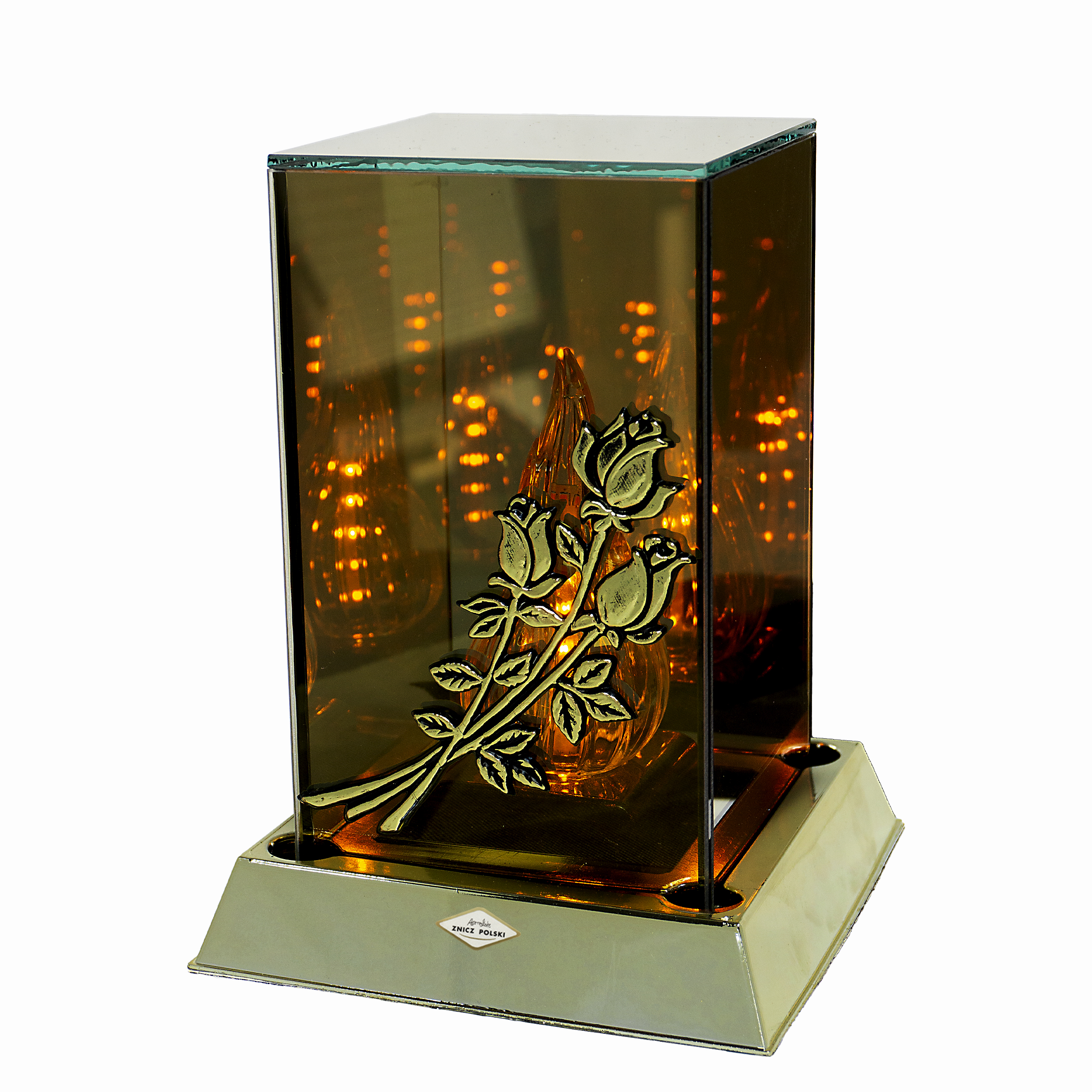 Znicz 3D LED z różą - z dedykacją lub bez INFINITY | Mama/Tata | złoty