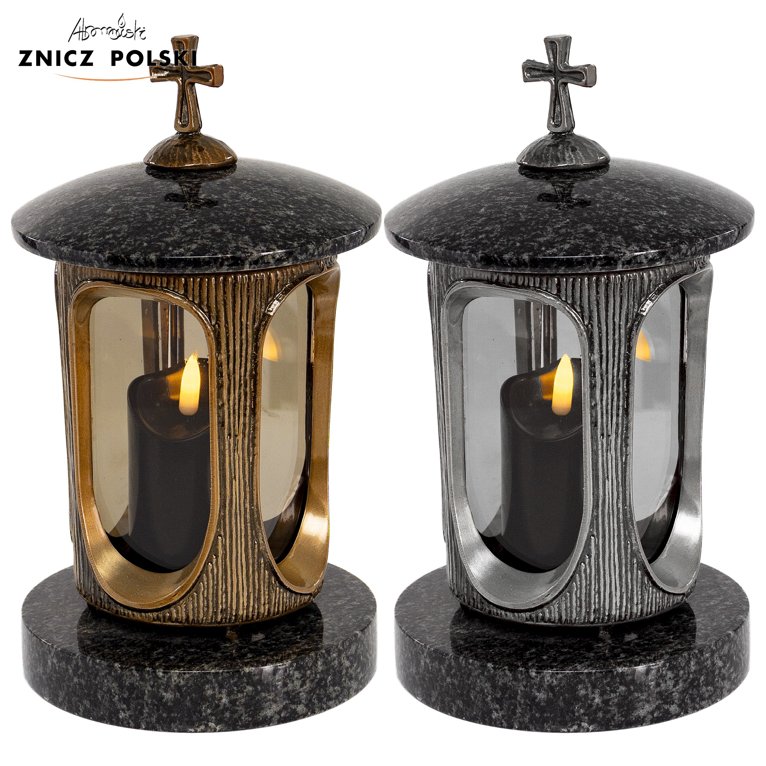 Lampion z granitu IMPALA ze złotymi lub srebrnymi elementami - kapliczka artystyczna ekskluzywna