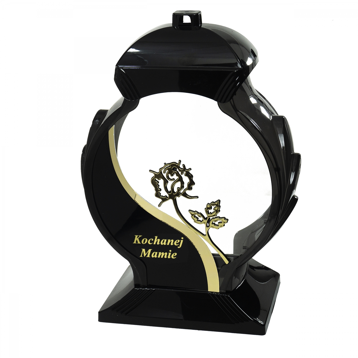 Elegancki nagrobny znicz dla Mamy w kształcie owalu z różą