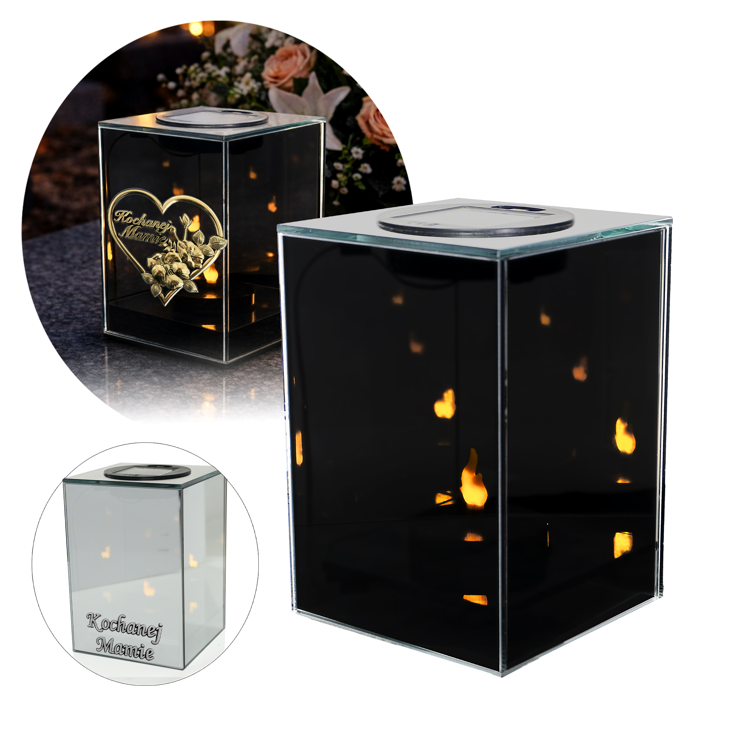 Znicz solarny 3D LED - możliwość dodania dedykacji dla Mamy lub Taty