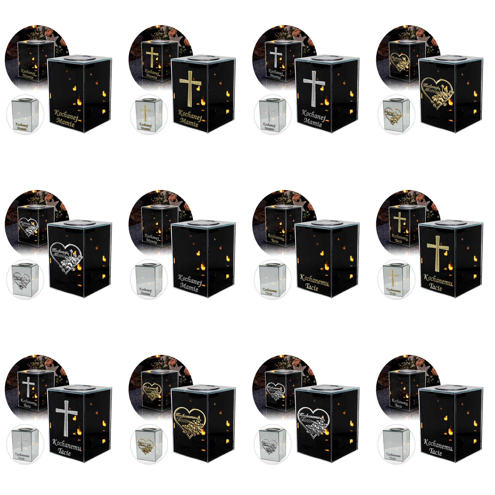 Znicz solarny 3D LED - możliwość dodania dedykacji dla Mamy lub Taty