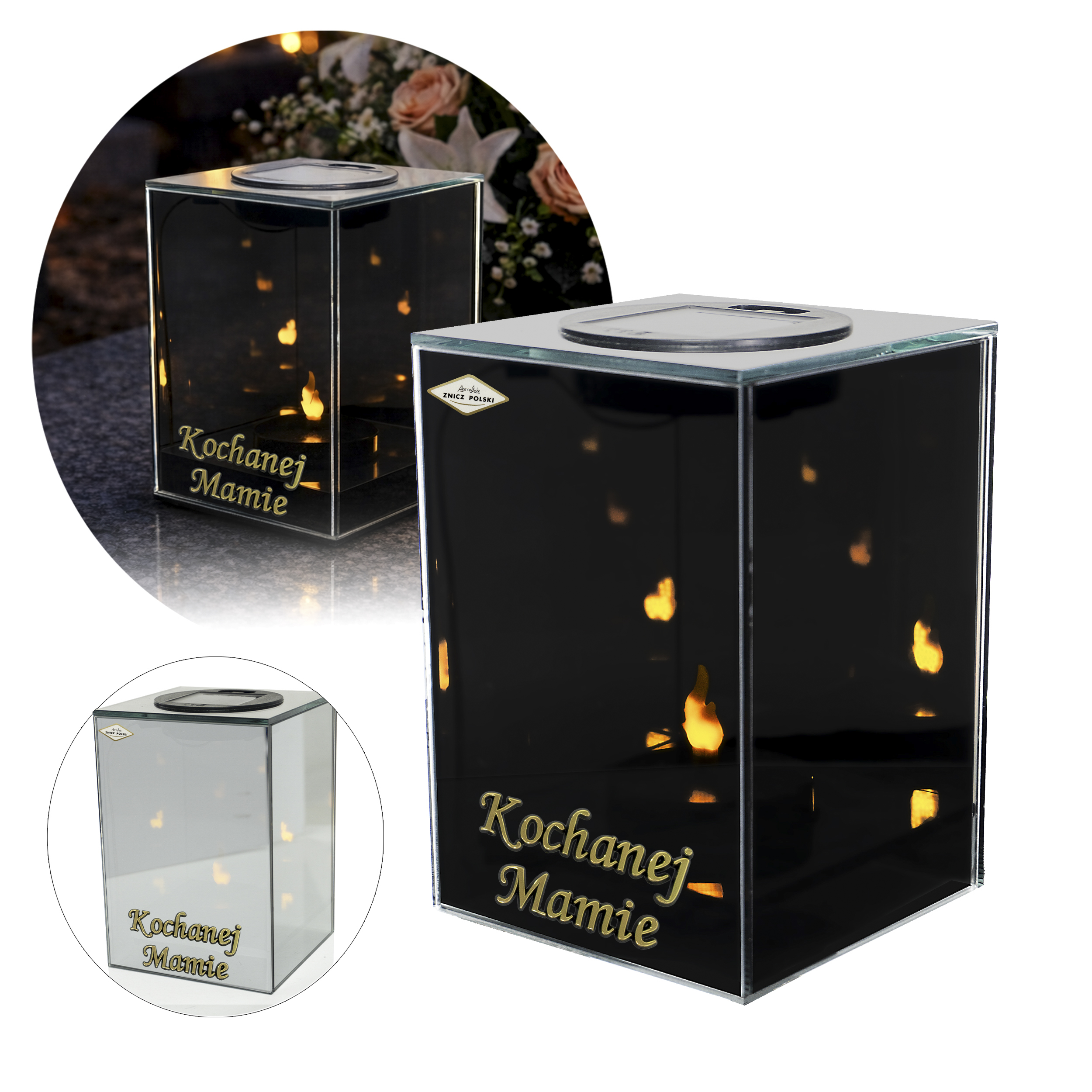 Znicz solarny 3D LED - możliwość dodania dedykacji dla Mamy lub Taty