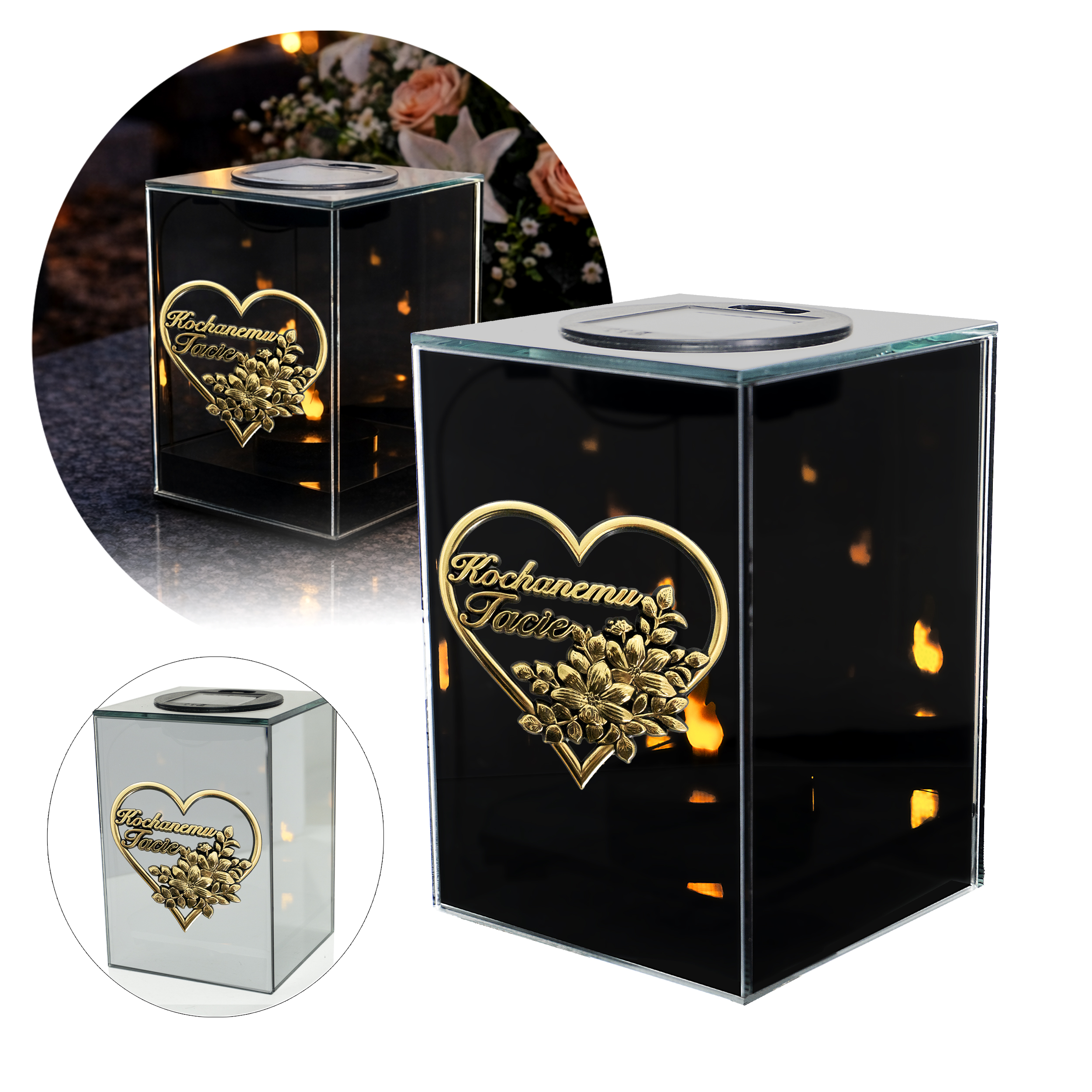 Znicz solarny 3D LED - możliwość dodania dedykacji dla Mamy lub Taty