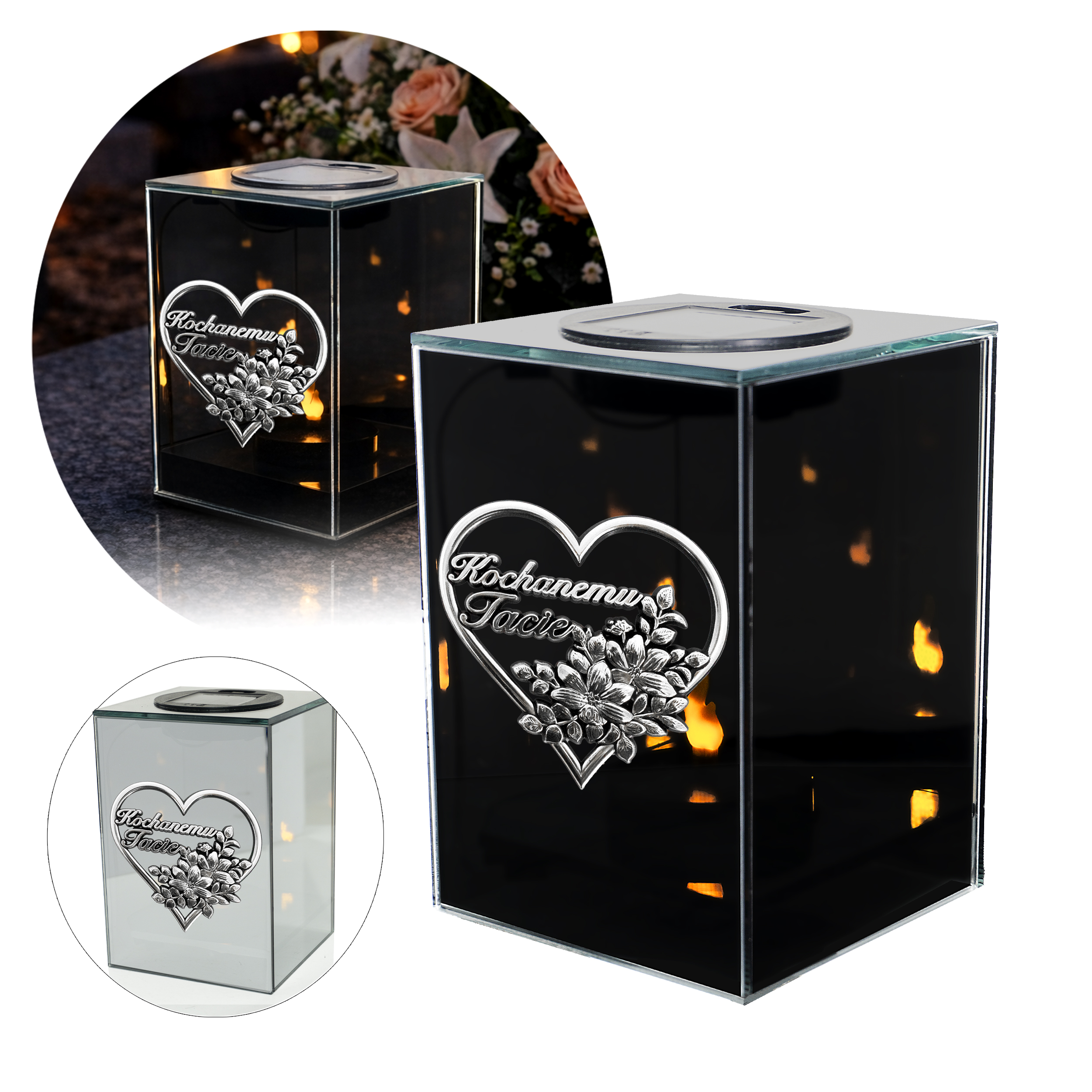 Znicz solarny 3D LED - możliwość dodania dedykacji dla Mamy lub Taty