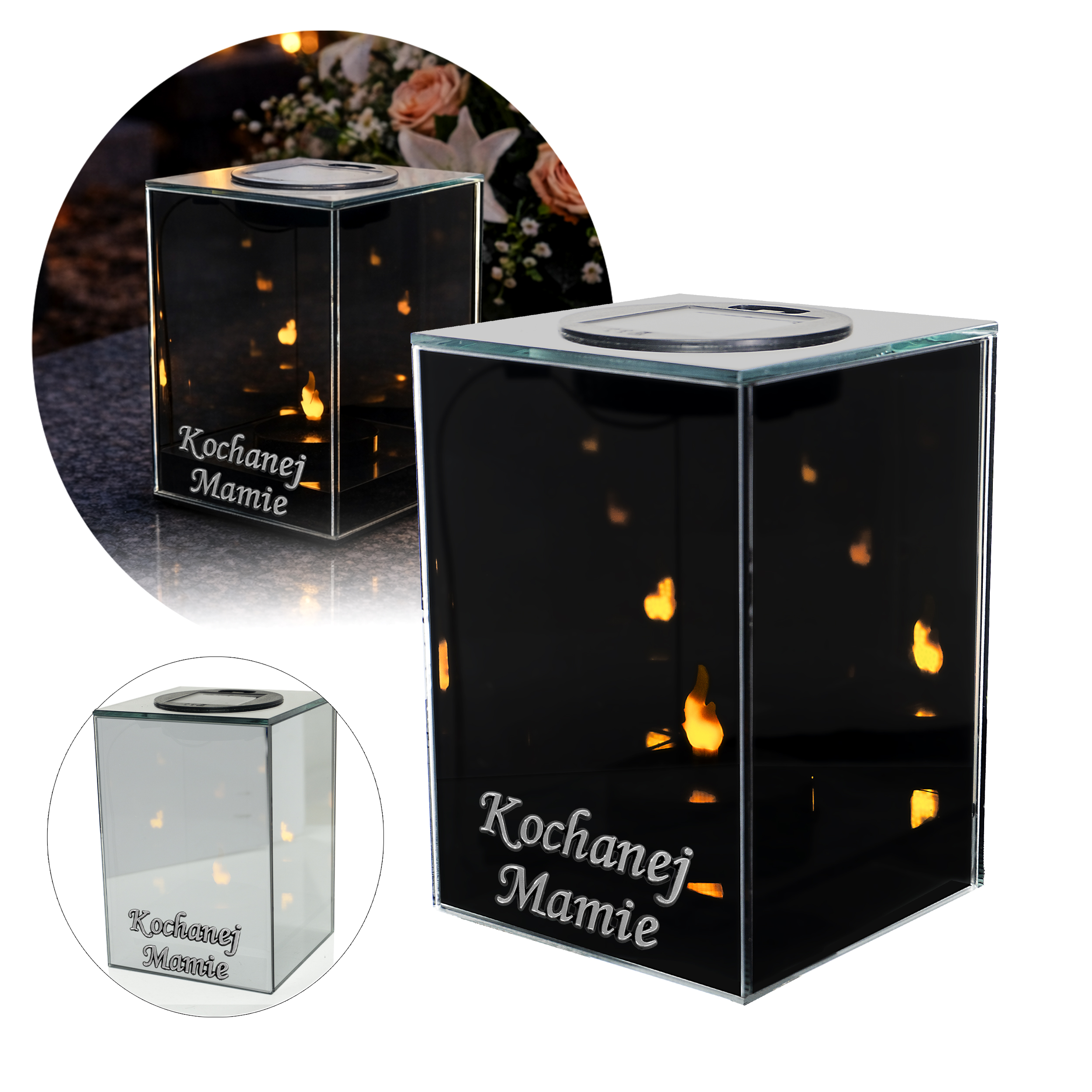 Znicz solarny 3D LED - możliwość dodania dedykacji dla Mamy lub Taty