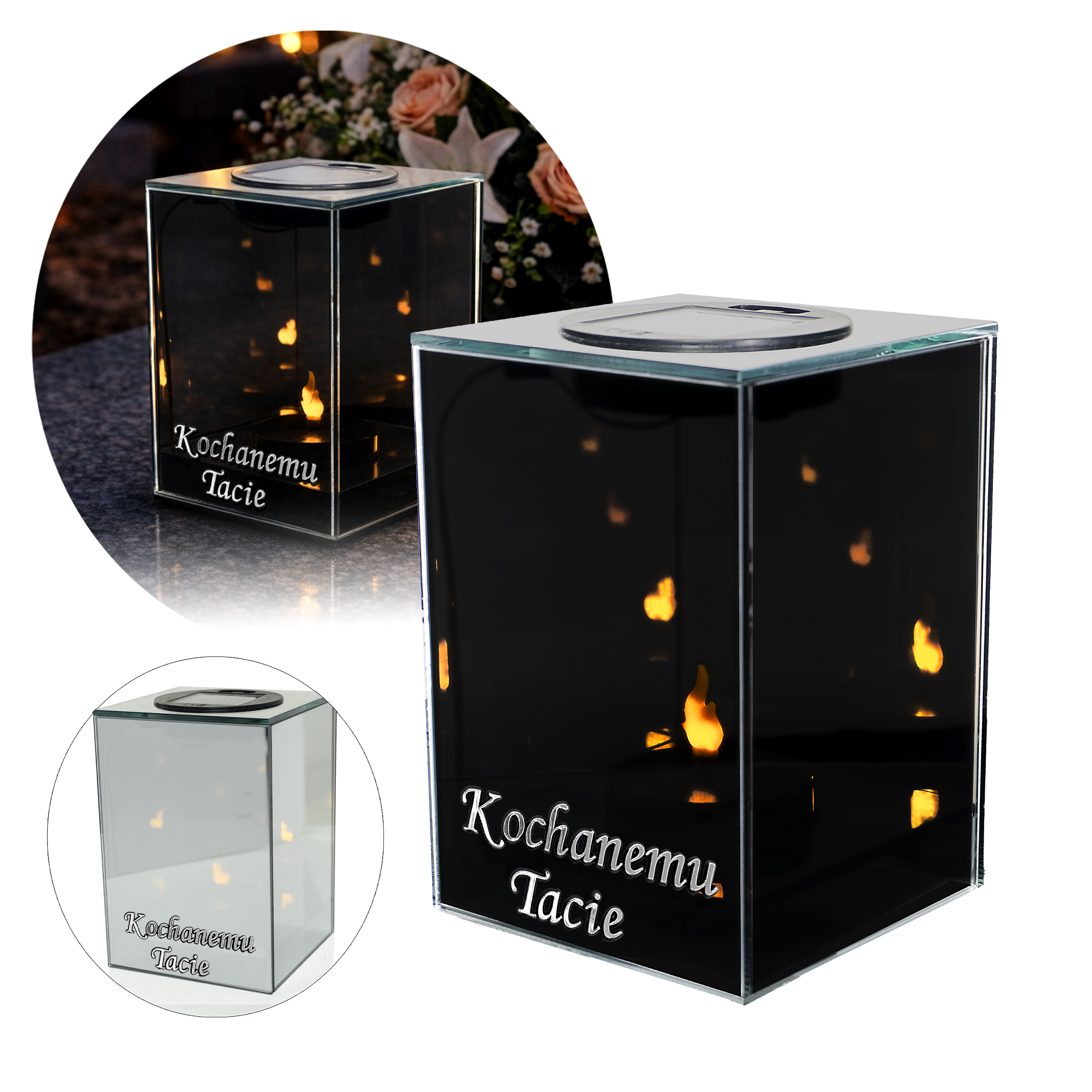 Znicz solarny 3D LED - możliwość dodania dedykacji dla Mamy lub Taty