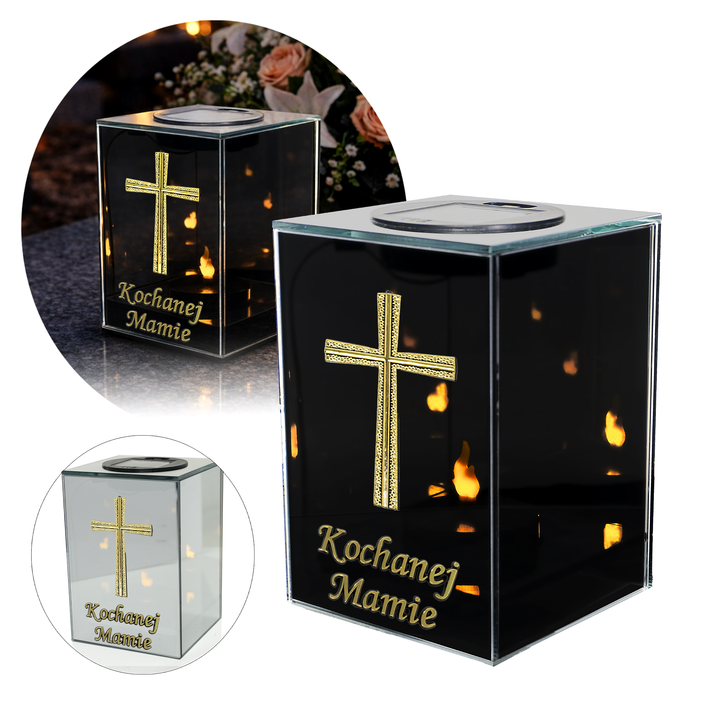 Znicz solarny 3D LED - możliwość dodania dedykacji dla Mamy lub Taty