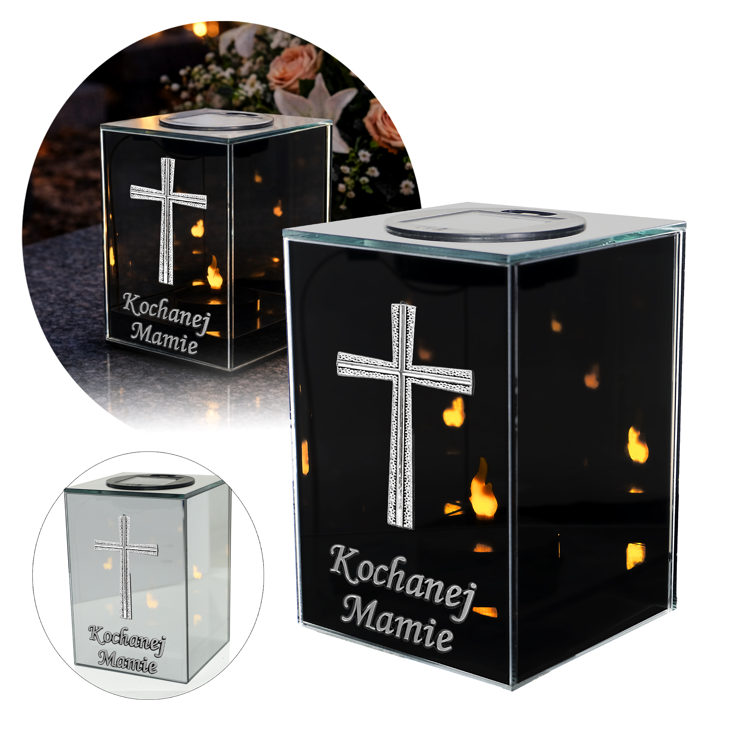 Znicz solarny 3D LED - możliwość dodania dedykacji dla Mamy lub Taty