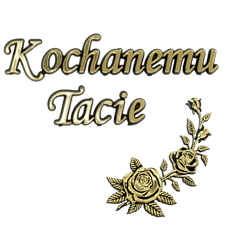 Aplikacja napis KT + RÓŻA PNĄCA złoty