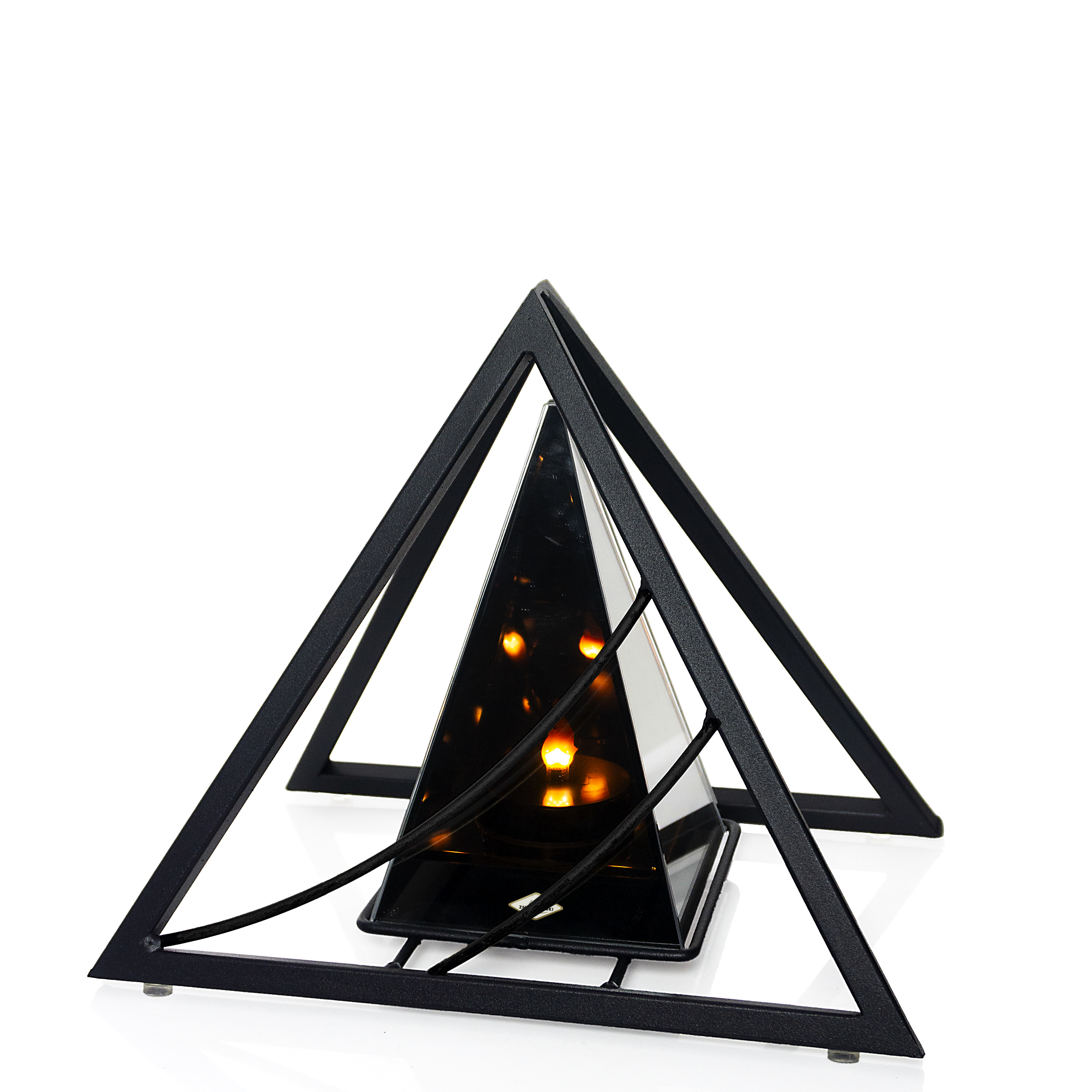 Znicz metalowy 3D LED – trójkąt z łukiem | nowoczesny lampion nagrobny (3 kolory)
