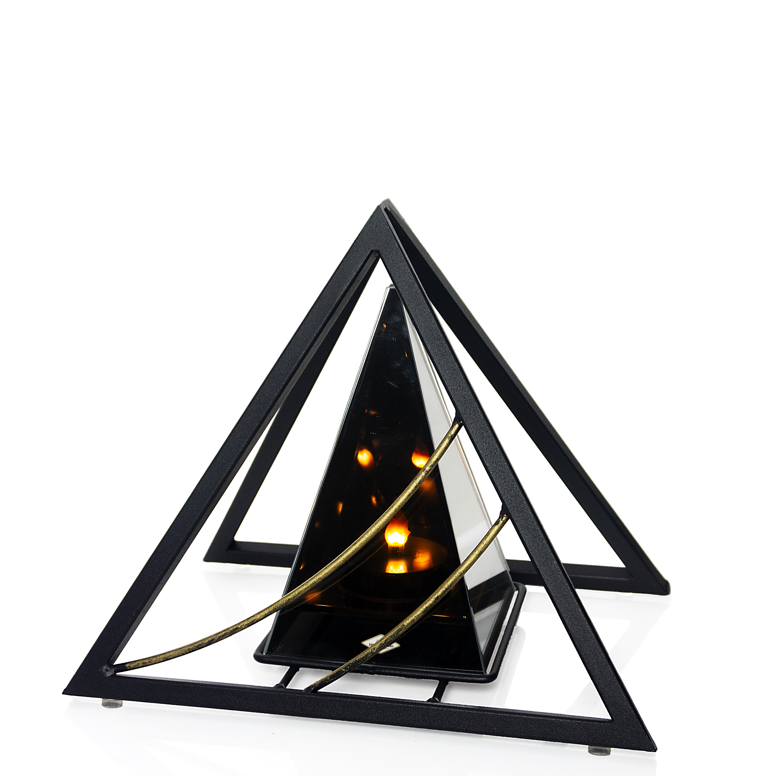 Znicz metalowy 3D LED – trójkąt z łukiem | nowoczesny lampion nagrobny (3 kolory)