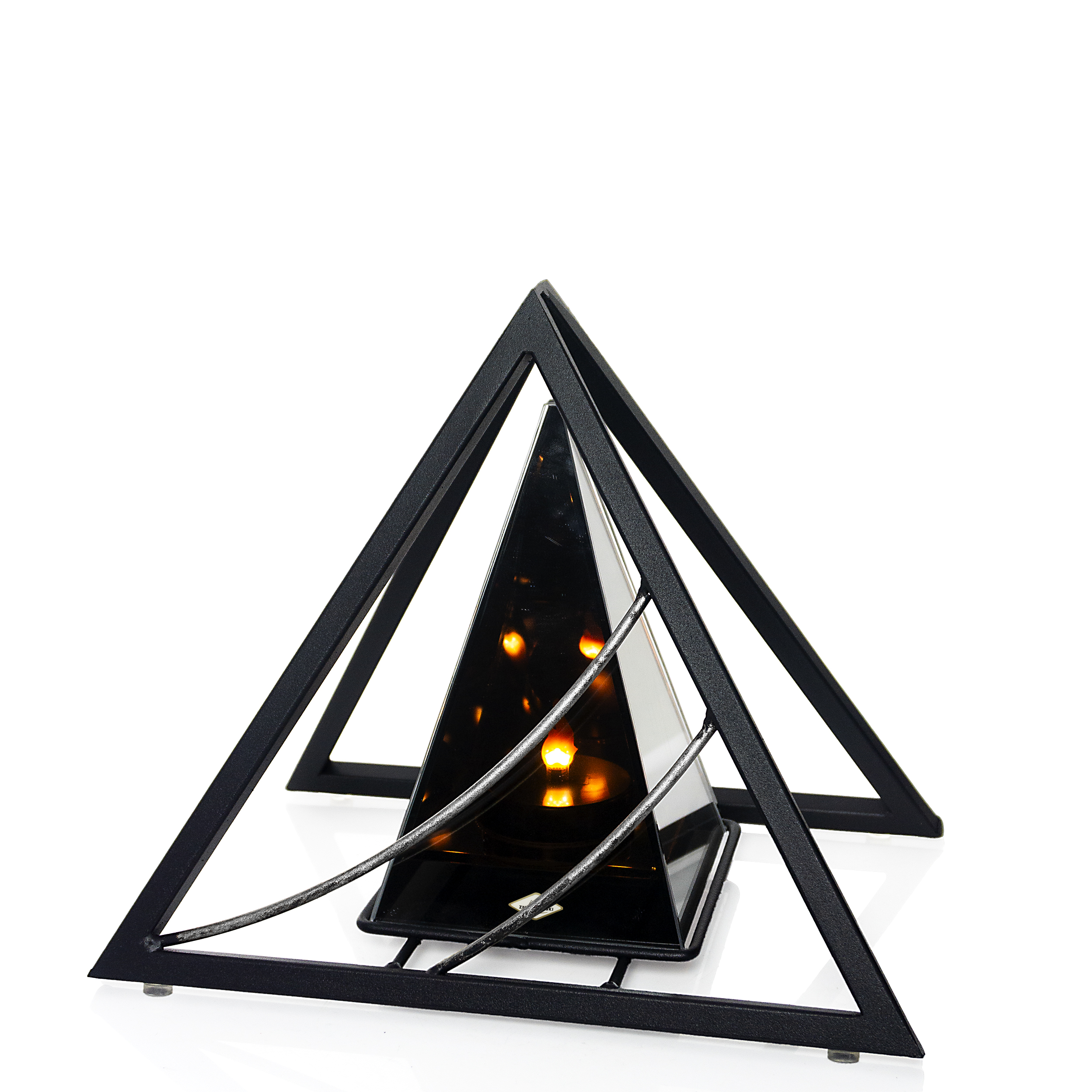 Znicz metalowy 3D LED – trójkąt z łukiem | nowoczesny lampion nagrobny (3 kolory)