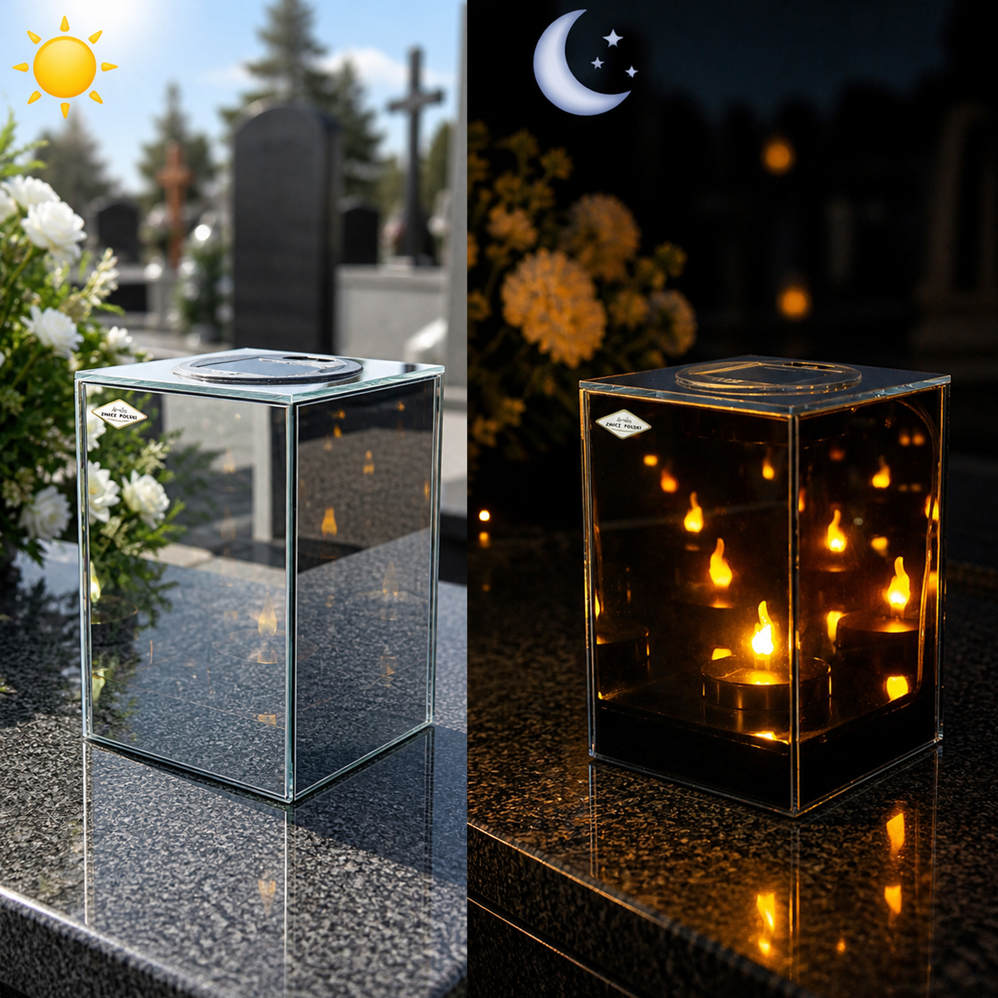 Znicz solarny 3D LED - możliwość dodania dedykacji dla Mamy lub Taty