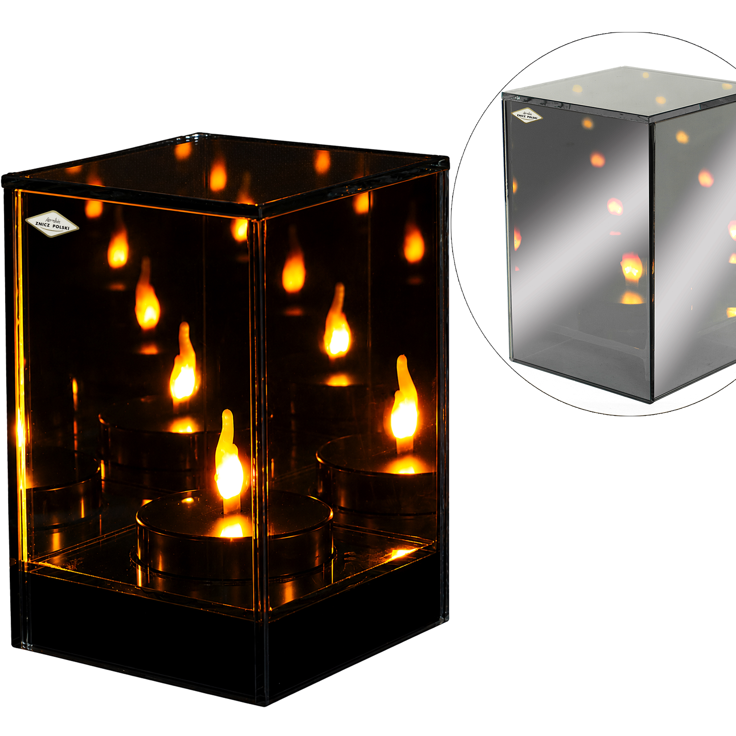 Znicz LED 3D na Baterie – Lustrzany Lampion Nagrobny | Opcjonalna Dedykacja