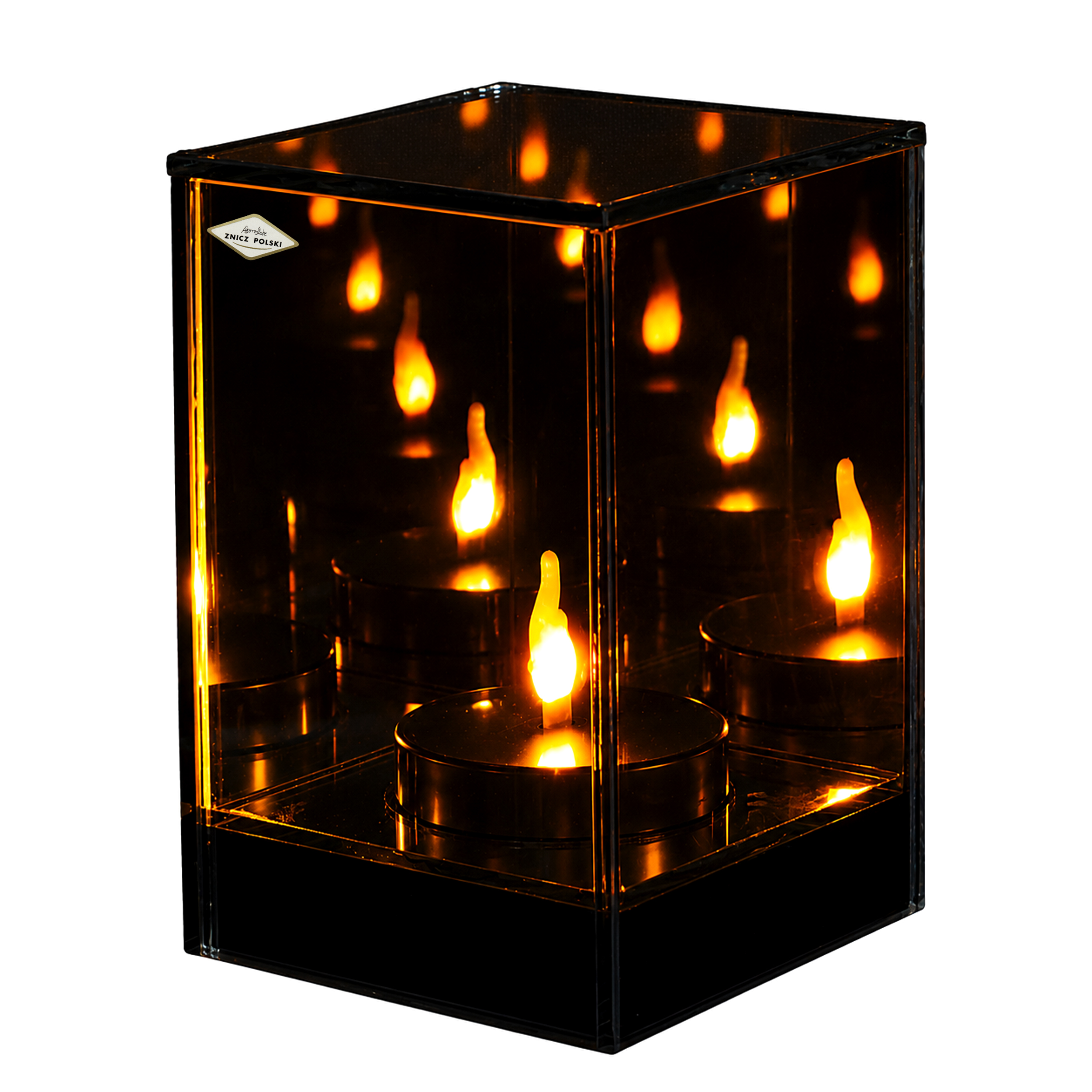Znicz LED 3D na Baterie – Lustrzany Lampion Nagrobny | Opcjonalna Dedykacja