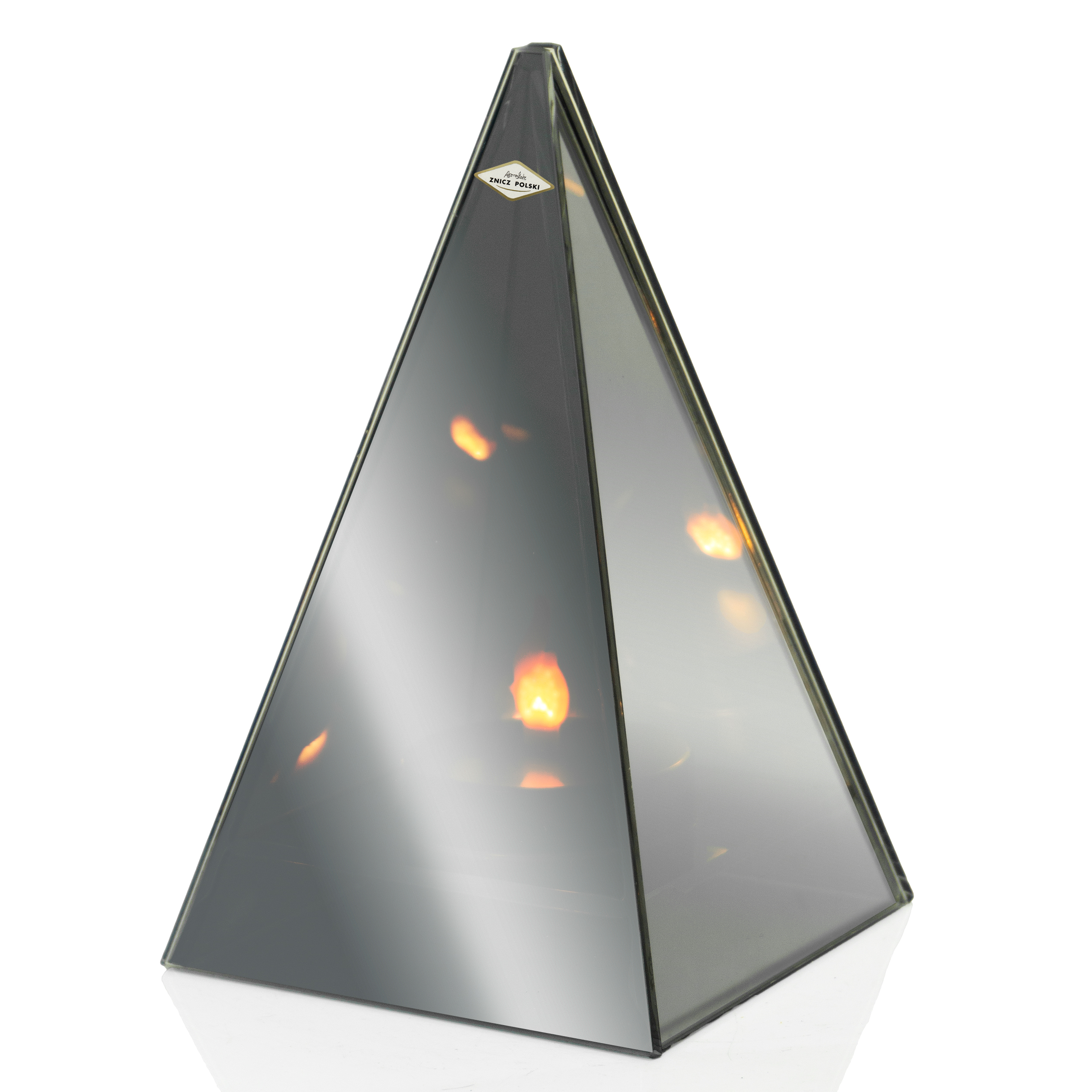 Znicz w kształcie piramidy LED 3D na Baterie – Lustrzany Lampion Nagrobny | Opcjonalna Dedykacja