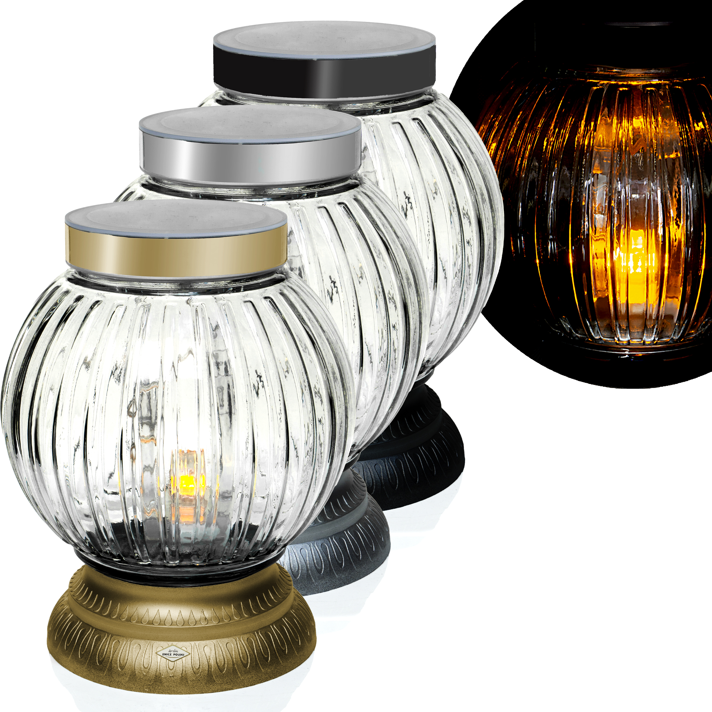 Solarny Znicz LED 24H Szklany Lampion Nagrobny – Automatyczne Światło Solarne