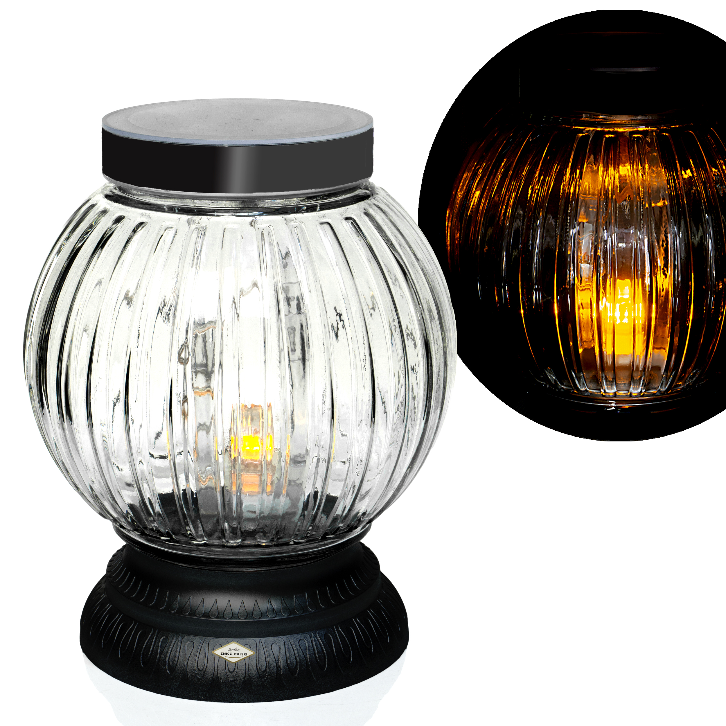 Solarny Znicz LED 24H Szklany Lampion Nagrobny – Automatyczne Światło Solarne