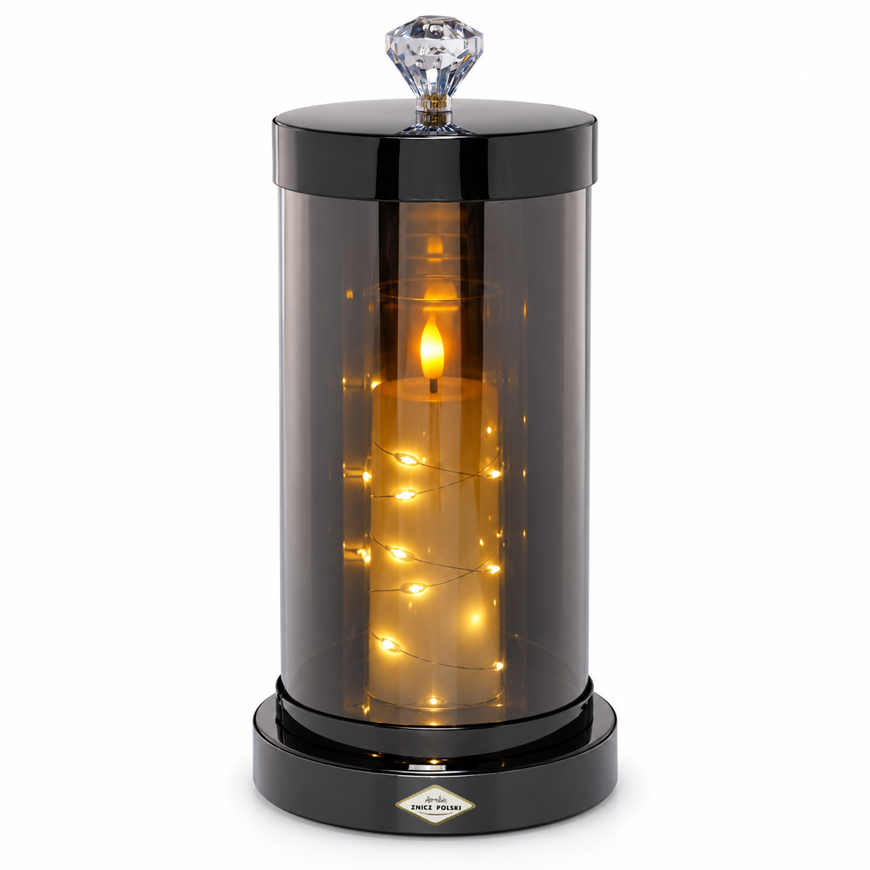 Znicz szklano-metalowy GLAM na wkład LED – 3 kolory