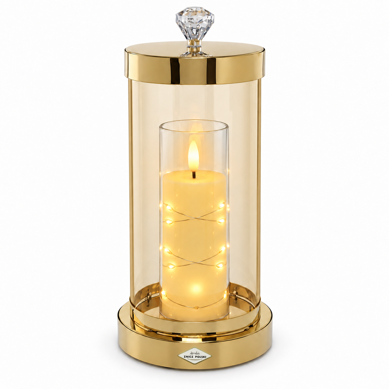 Znicz szklano-metalowy GLAM na wkład LED – 3 kolory