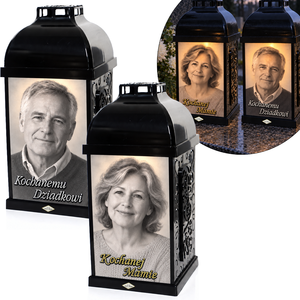 Znicz personalizowany ze zdjęciem i napisem 3D | GRACJA MINI – czarny