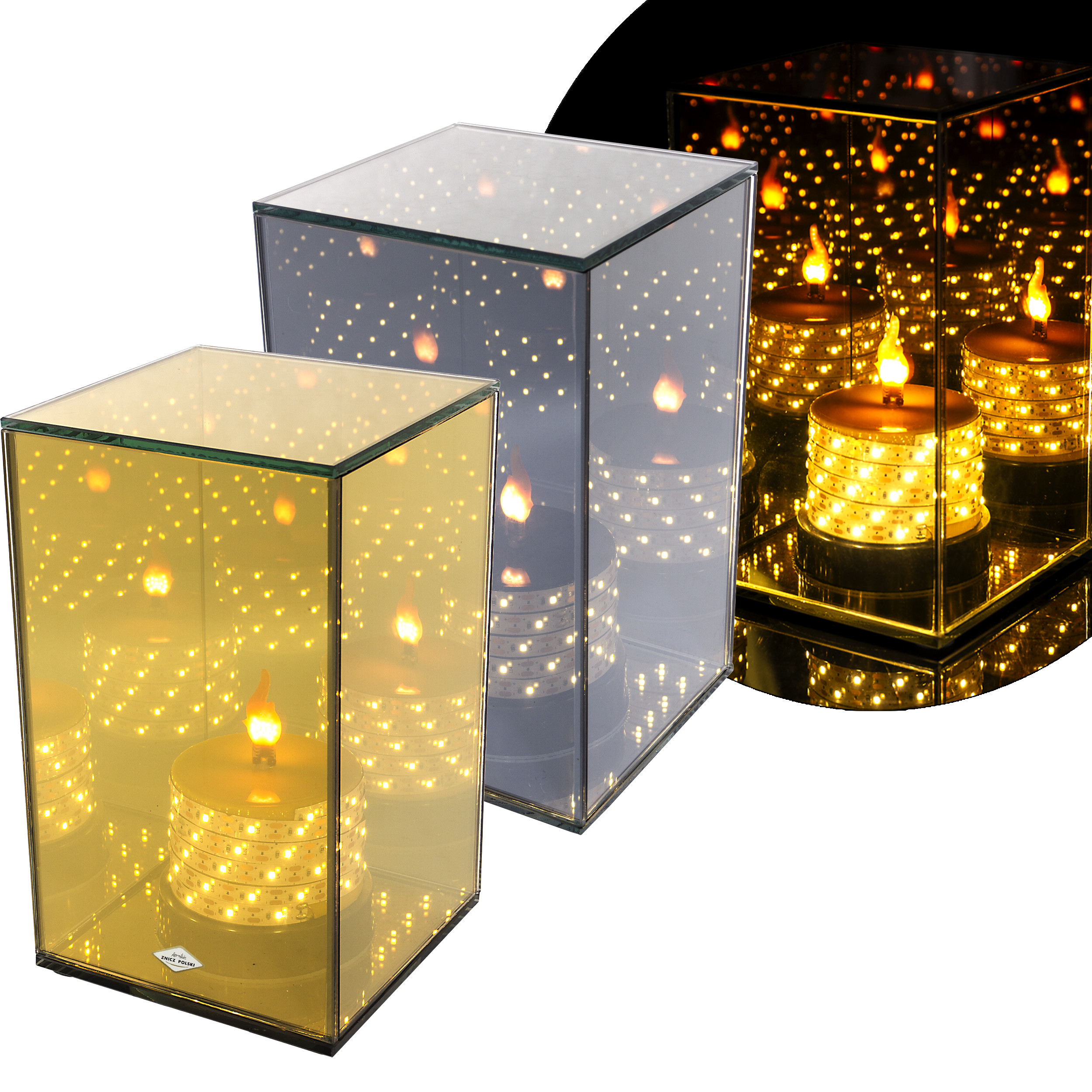 Niski znicz LED LUSTRO 3D na baterie – 20 cm