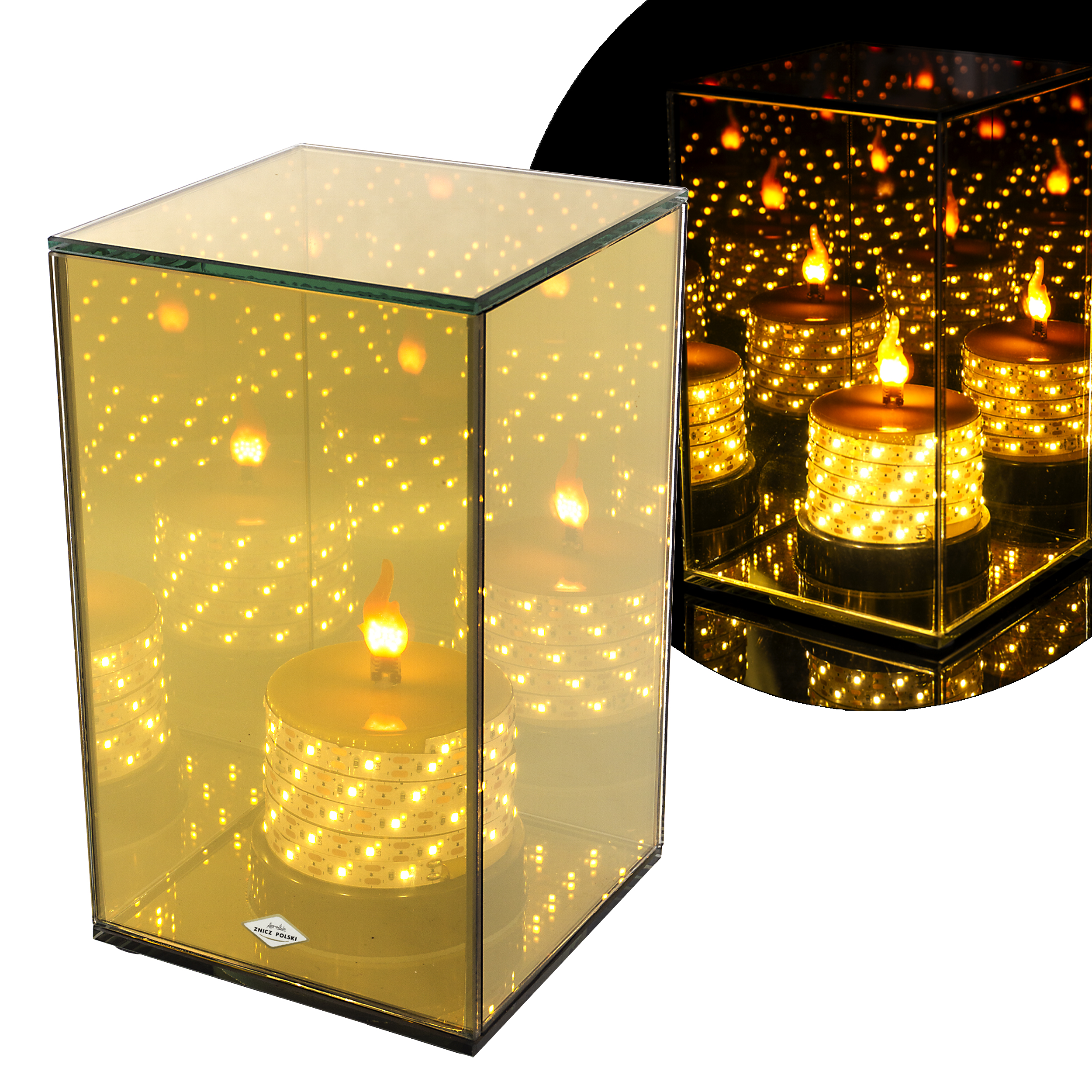 Niski znicz LED LUSTRO 3D na baterie – 20 cm