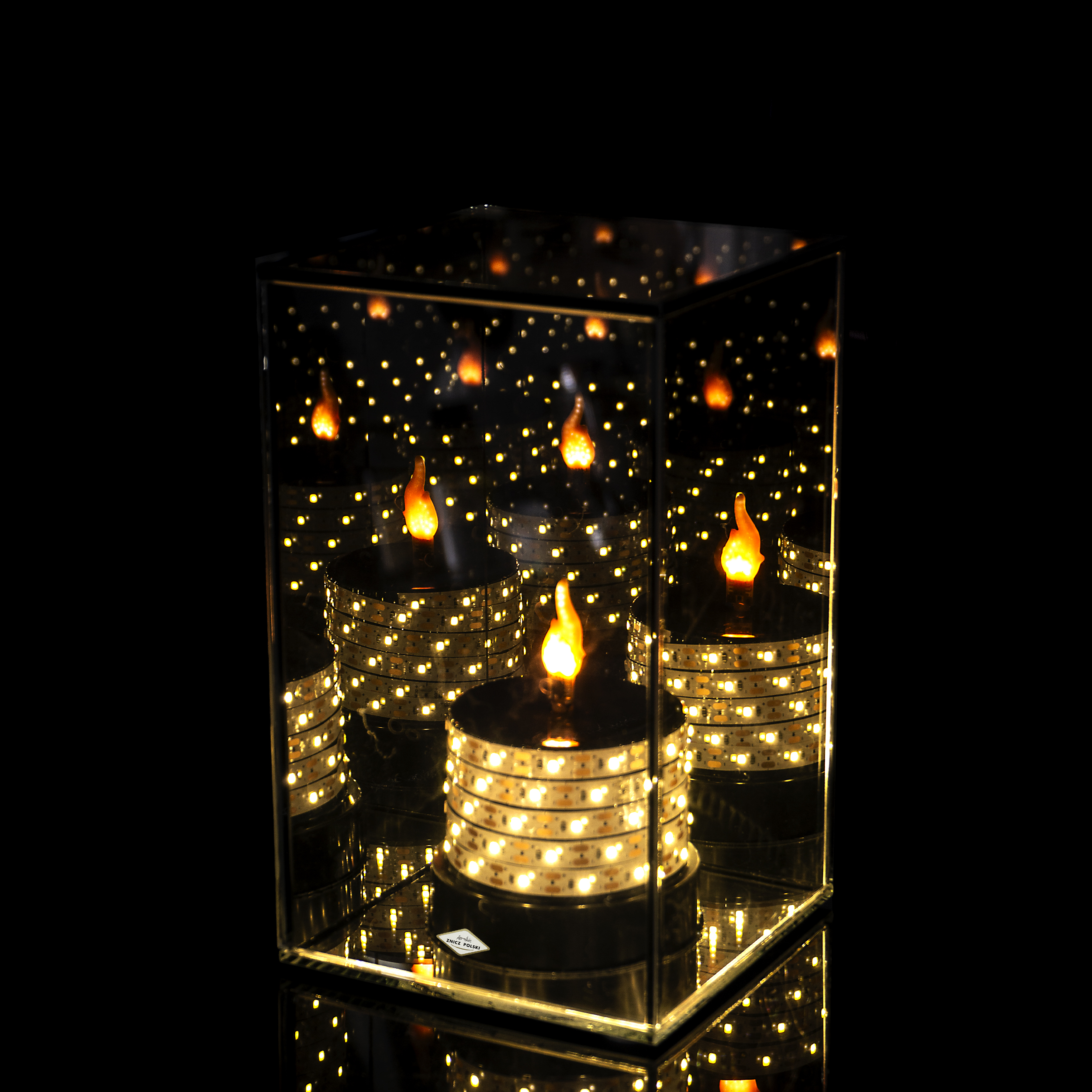 Niski znicz LED LUSTRO 3D na baterie – 20 cm