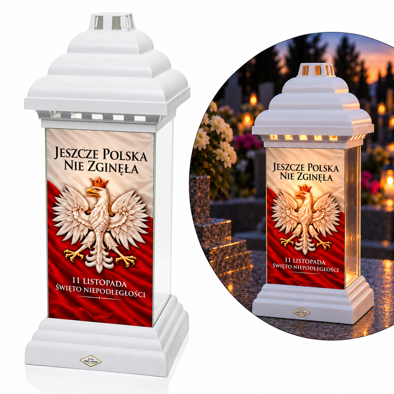 Znicz patriotyczny 11 Listopada z Orłem Białym – biały lub czarny